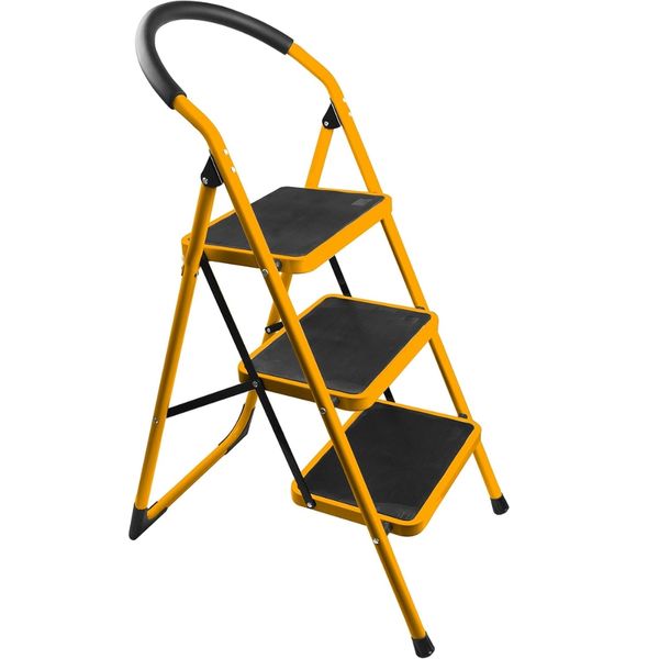 Steel 3-Step Ladder - 150kg Load Capacity