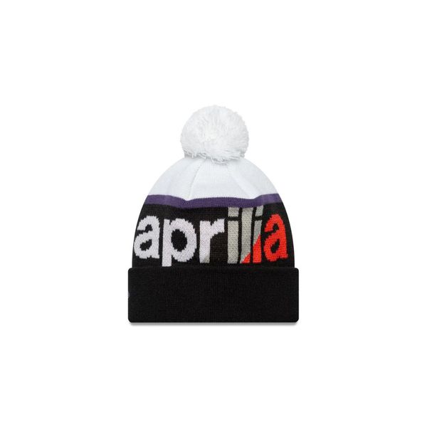 Aprilia Wordmark Black Bobble Knit Beanie Hat