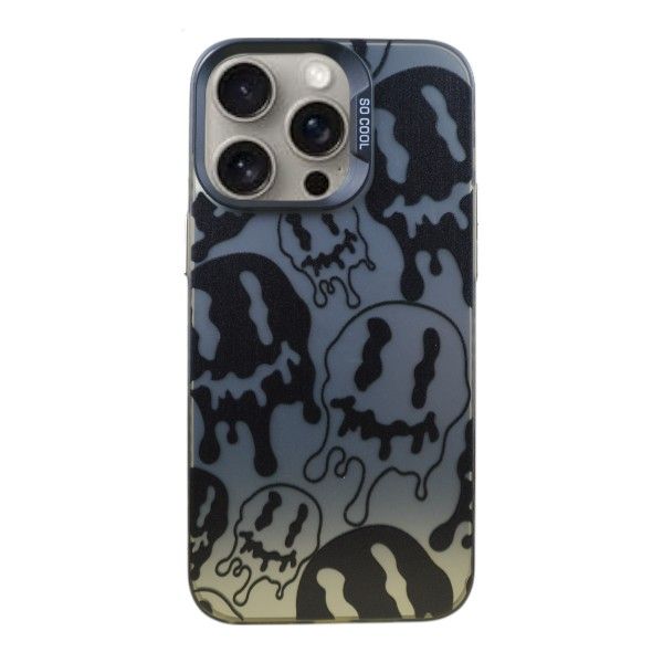 Melted Smiley Phone Case Compatible with iPhone 15 Pro Max - Silver