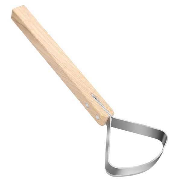 Tool Stainless Steel Hide Scraper Fleshing Tool With Wooden Handle - 28cm