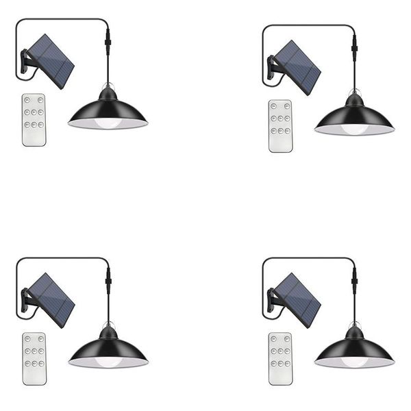 Solar Powered Hanging LED Lights Set Of 4 With Remote