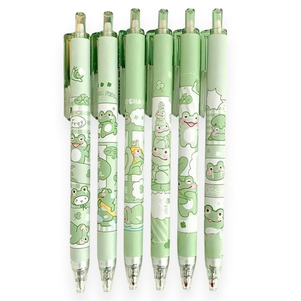 6pcs GreenFrogger Smooth Writing 0.5mm Black Pen Student &amp; Office Set