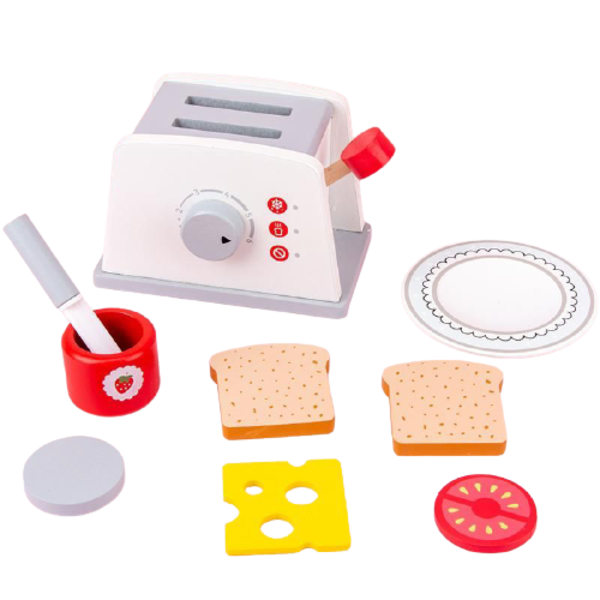 8 Pieces of Kids Pretend Play Toaster Playset - Multi-Color