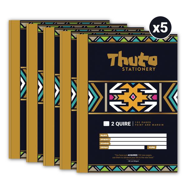 Thuto A4 192 Quire Feint &amp; Margin Counter Book (Pack of 5)- Ndebele Edition