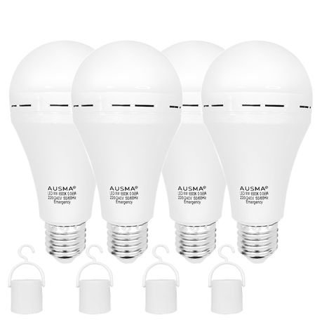 AUSMA 4 Pack 9W Emergency LED Light Bulb E27 Rechargeable For