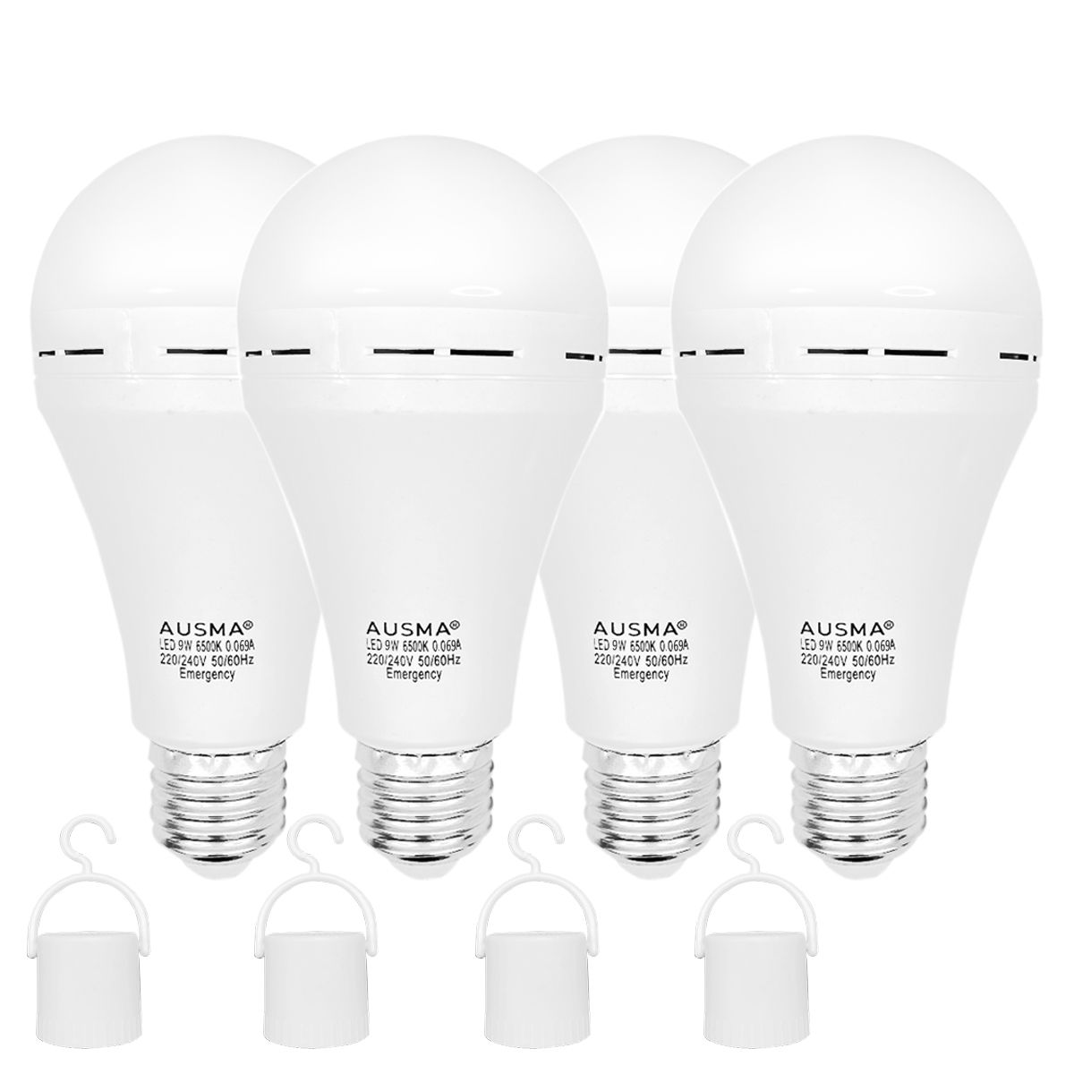 AUSMA 4 Pack 9W Emergency LED Light Bulb E27 Rechargeable For