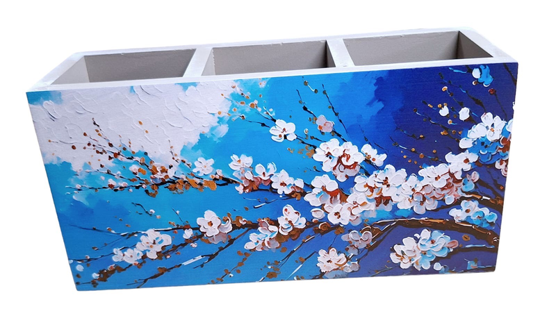 Cutlery/Stationary Holder - Beautiful White Blossoms on Branch