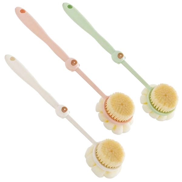 Beauty Exfoliating Long Handle Bath Body Sponge Brush Washer Set of 3-40cm