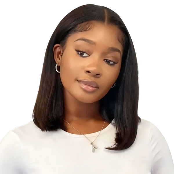 Brseilienne 12inch HD Transparent Straight Full Frontal Glueless Wig