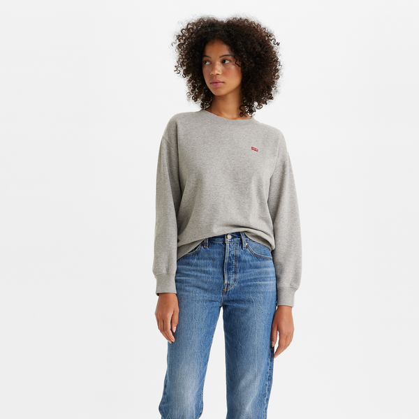 Levi's Women's Standard Crewneck Sweatshirt - Starstruck Heather Grey Brushed Fleece