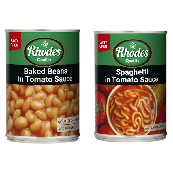 Rhodes Baked Beans in Tomato Sauce + Spaghetti In Tomato Sauce (2 x 410g)