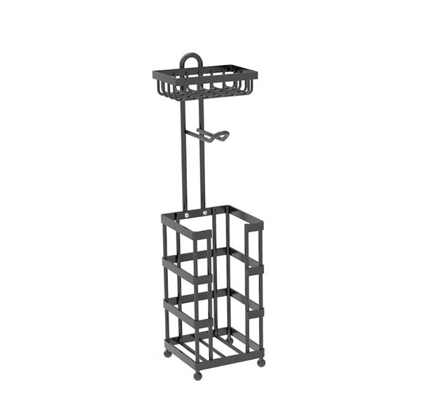 Metal Free Standing Toilet Paper Holder Stand with Storage Shelf
