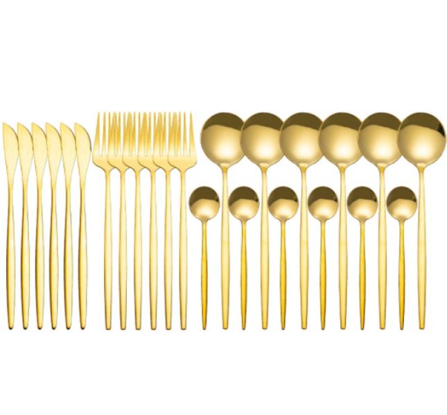 24 Pieces Portuguese Golden Cutlery Set.