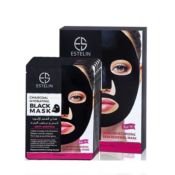Estelin Charcoal Hydrating Black Mask 5 Piece