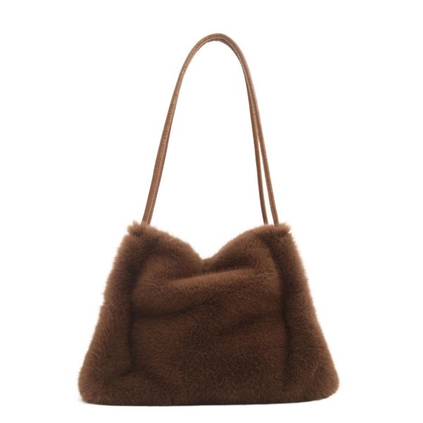 Furry Bucket Bag Womens - Dark Brown