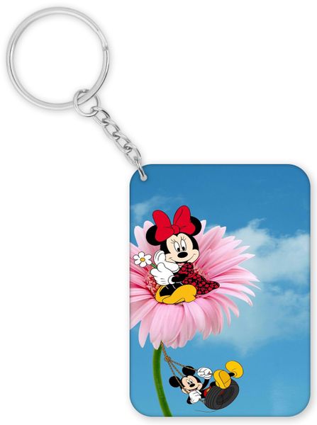 Mickey Mouse and Minnie Mouse Flower Anniversary Valentine Gift Keyring