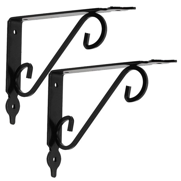 Decor Wall Mounted Metal Floating Shelves Brackets With Screws 2pcs - 24cm