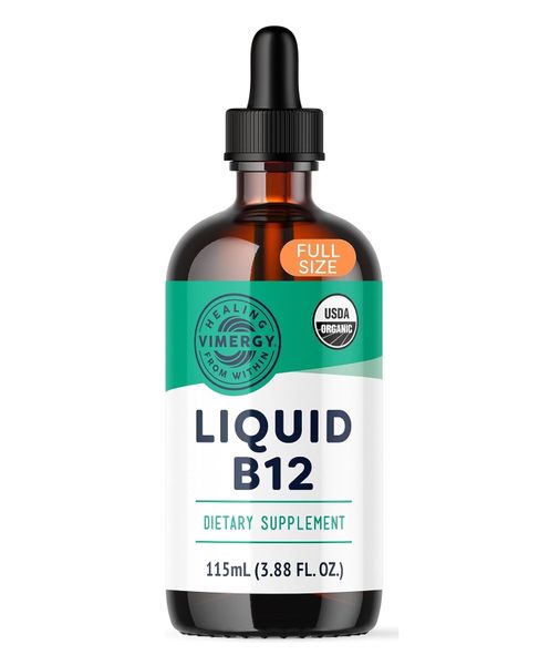Organic Liquid Vitamin B12 Supplement 2500 mcg, - 115mL