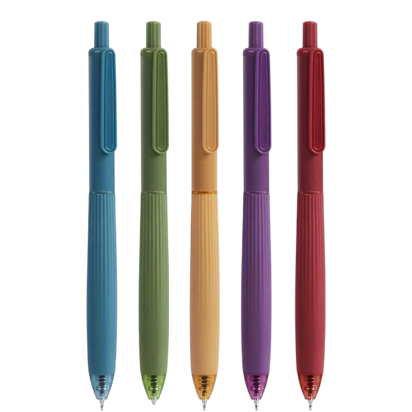 5Pcs Retro-Inspired Fine-Tip Ballpoint Pen Set - Multicolor