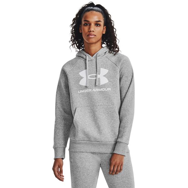 Under Armour Women's Rival Fleece Big Logo Training Hoodie - Heather Grey