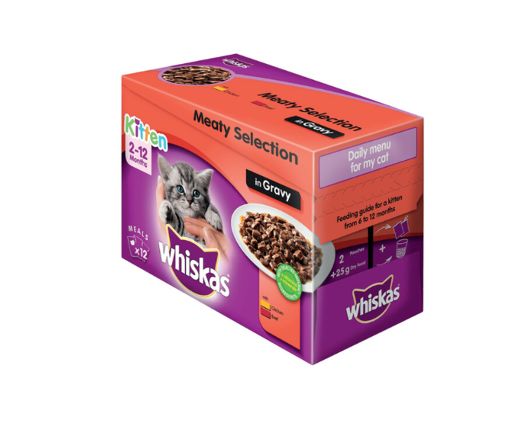 Whiskas Cat Food Multipack Selection in Gravy Kitten (12 x 85g)