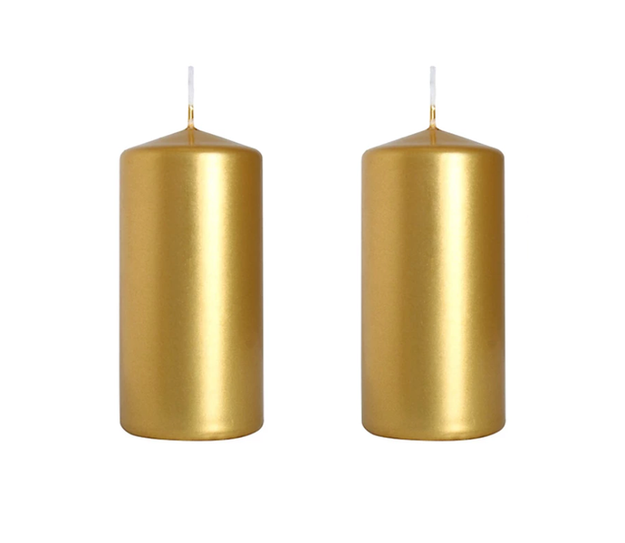 Gold Pillar Candles 2 Pack 8cm Cloud Design Decorative Household Candles