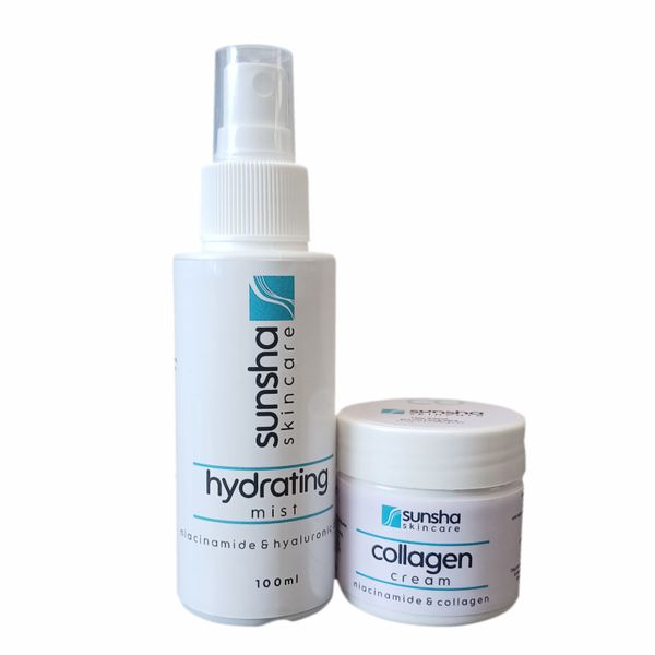 Hydrating Mist Skincare Spray &amp; Collagen Cream Skincare Lotion Bundle Set