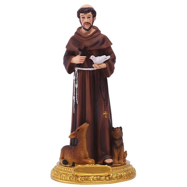 St Francis Statue Hand Painted Resin Statue Figurine Christmas Gift