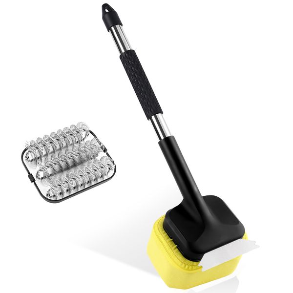 Steam Grill Brush with Scraper and Stainless Steel Replacement Brush Head