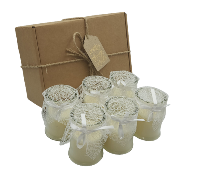Pretty Glass Candle Gift Box 6 pack Large