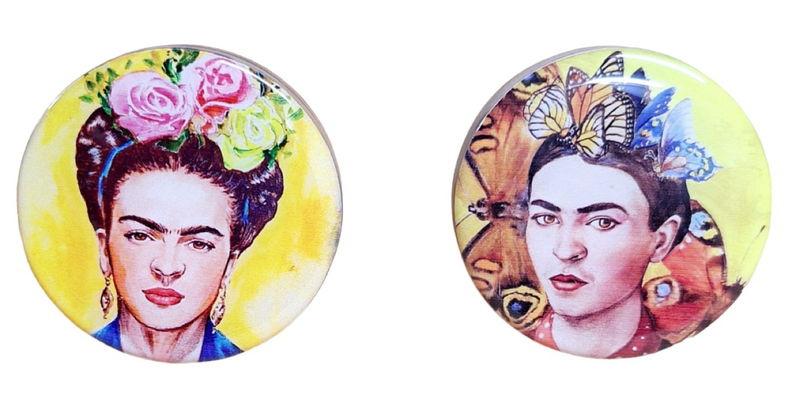 2 Doorknobs with Frida Kahlo, Roses &amp; Butterflies