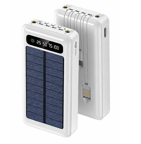 TechZA Solar Power Bank, 20000mAh, 2.1A Output, Built-in Cables TZ215-PB