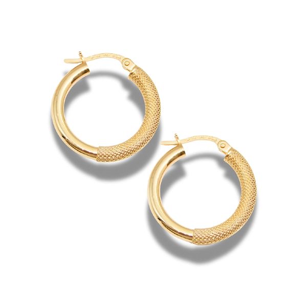 Morrisons Pair of Lulu 9k Yellow Gold Italian Latticework Hoop Earrings