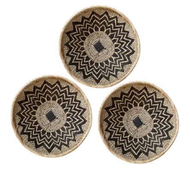 Set of 3 Thick Woven Wall Decor Baskets