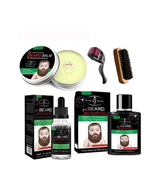 Aichun Beauty Mens Beard Grooming Kit With Brush &amp; Derma Roller