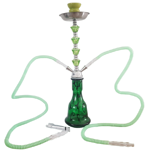2 Pipe Pipel Tall Hookah - Hubbly Bubbly - Green Twirl
