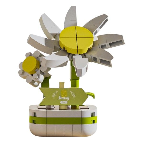 158 Pieces Daisy Flower Building Blocks - White/Yellow