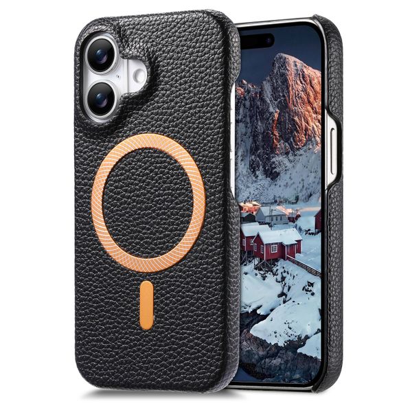 Lychee-Textured Magnetic Phone Case Compatible with iPhone 17 Pro Max