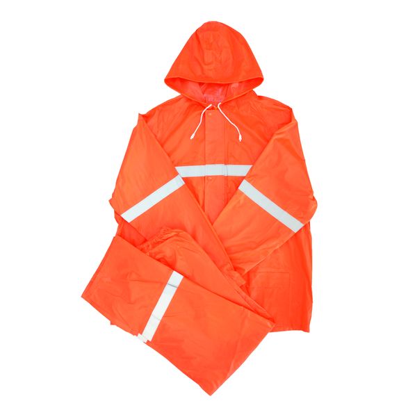 Orange Reflective Two Piece Rubberised Rain Suit