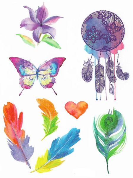 Kids Tattoo - Waterproof High Quality Skin Safe - Dreamcather Feathers - HS-033
