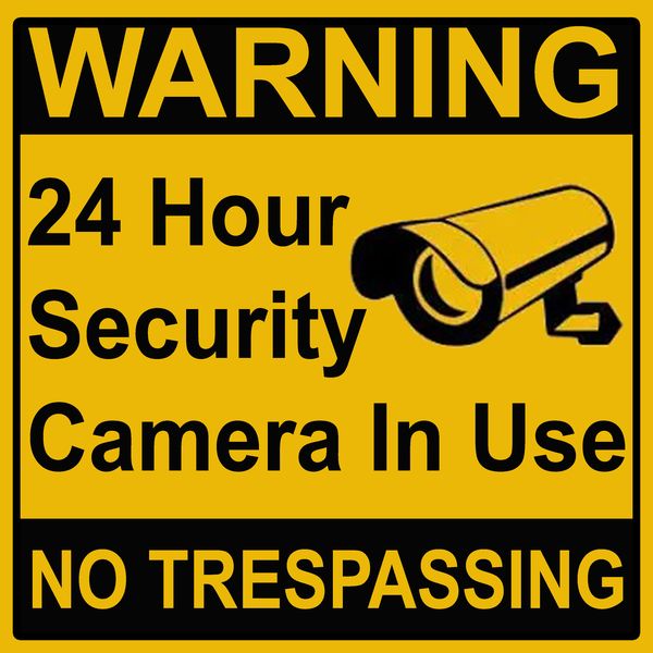 Warning 24 hour Security Camera in use No trespassing sign 29x29cm - 2 Pack