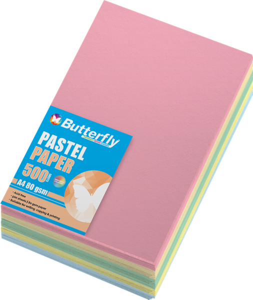 Butterfly A4 Pastel Paper - 80Gm - Assorted