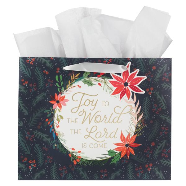 Landscape Gift Bag - Joy to the World the Lord Is Come, Poinsettia
