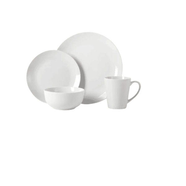 White Porcelain Round Nordic Coupe Dinner Plate-24-Piece