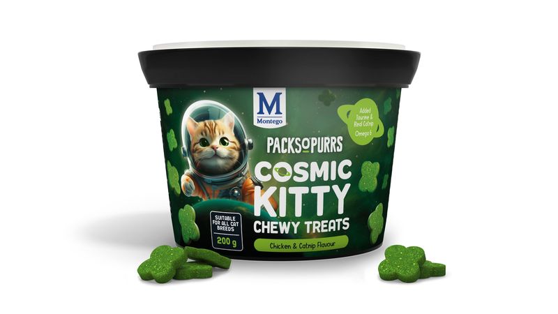 Montego Packs O' Purs - Chicken &amp; Catnip Chewy Cat Treats 200 g