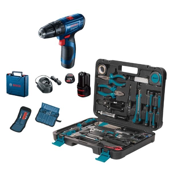 Bosch Cordless 12v Drill GSB 120LI with Bort Tool Set 30 Pieces