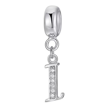 925 Sterling Charm With Letter 'I' For Bracelet & Necklace - Silver Image