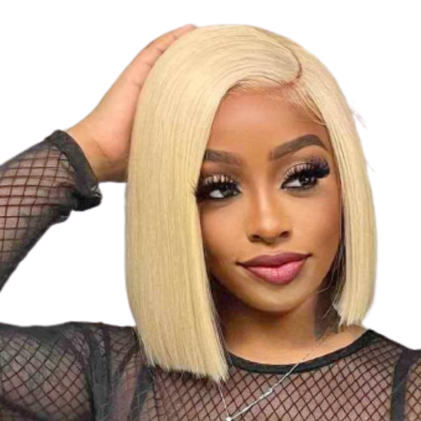 10 Inch Full Frontal Blonde Bob Cut Brazilian Hair Wig.