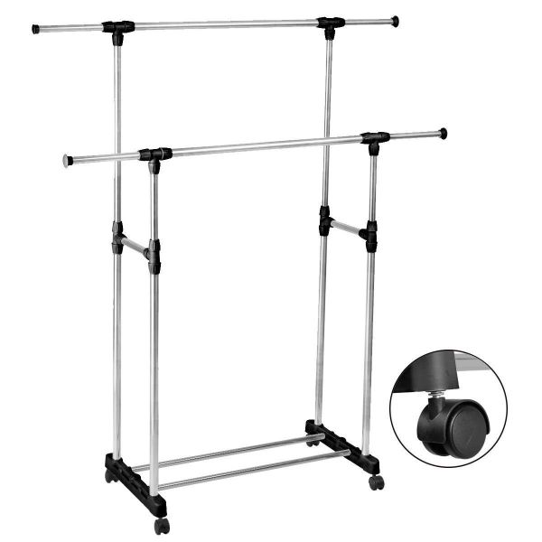 Clothing Rail with 2-Rod Poles