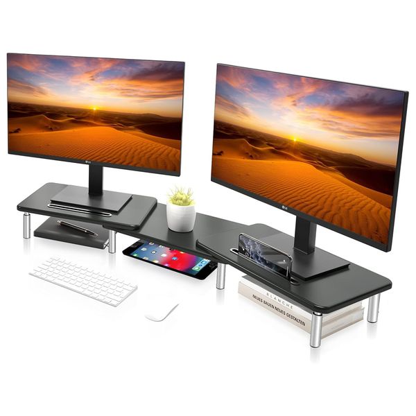 BezosMax Dual Monitor Stand for Laptop, Desk Monitor Riser Angle Adjustable